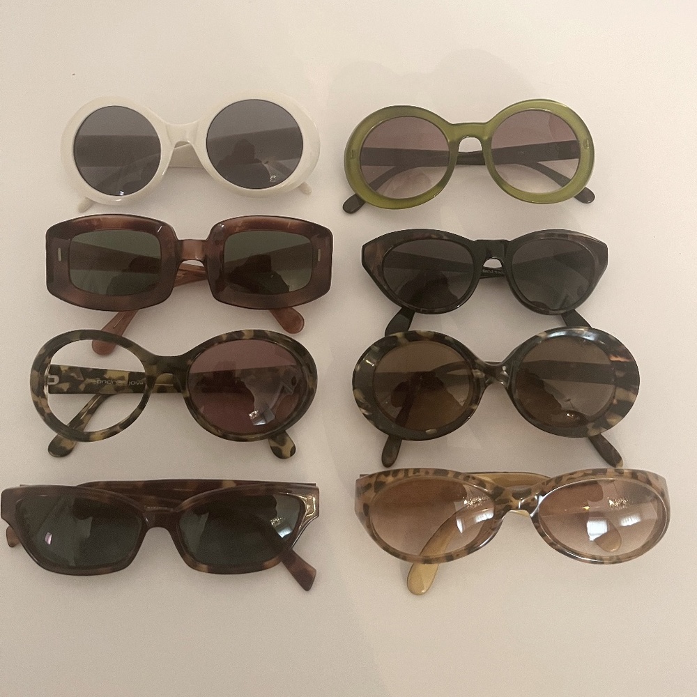 Group of Eight Vintage Sunglass Frames, Lacroix, Face a Face, Jovine.